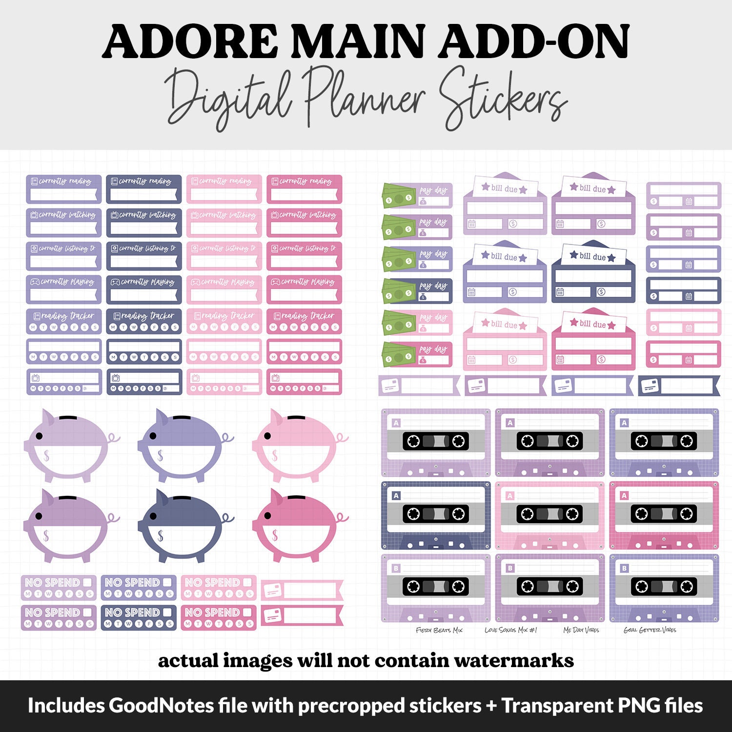 Adore Stickers Adore Add-on Digital Stickers | Goodnotes & iPad | Trackers, Budget ...