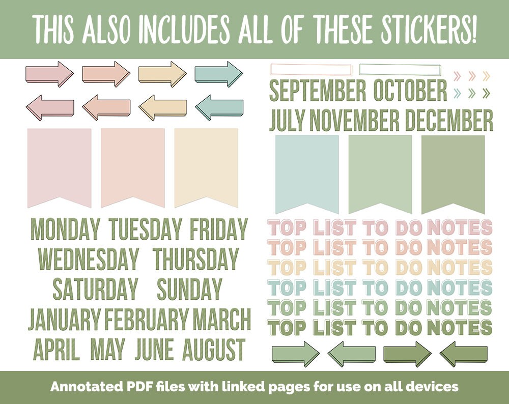 31 Day Digital Journal Sticker Bundle Flourish Theme Etsy