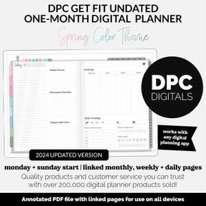 Get Fit One Month Digital Planner | Spring Theme | GoodNotes, iPad, Android | Workout, Fitness, Health, Wellness, Self-Care
