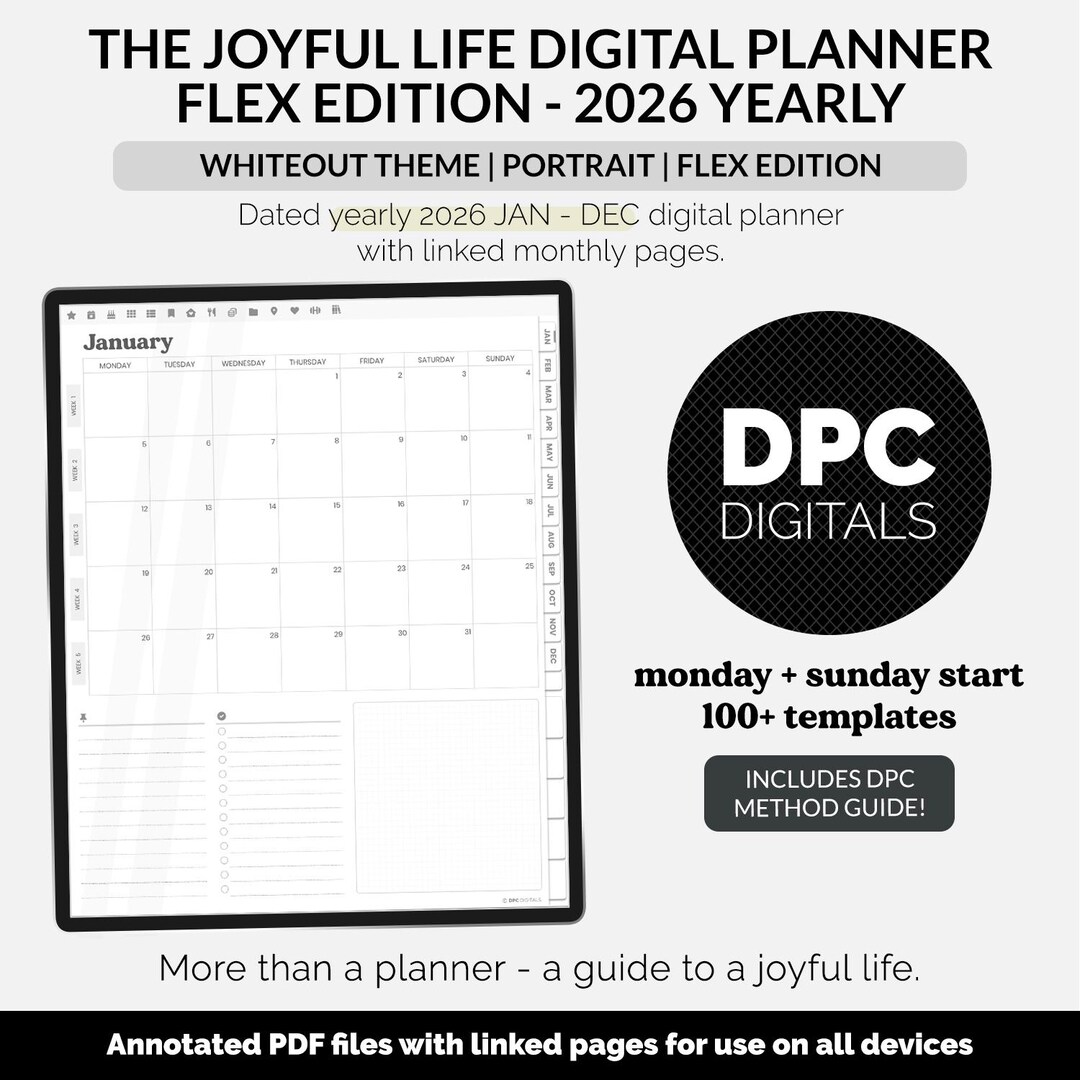 2026 Dated Joyful Life Flex Digital Planner | Whiteout | iPad & Android ...