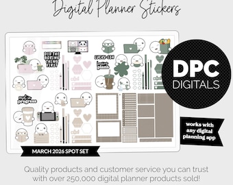 Spot Plans March Digital Stickers | iPad & Android | Cafe Theme