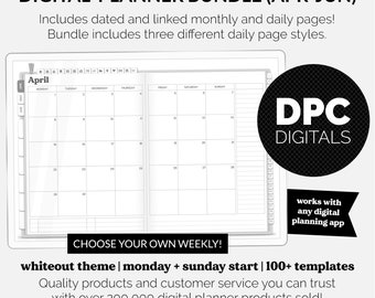 2024 Dated Hybrid Three Month Digital Planner Bundle | April - June | Whiteout | GoodNotes, iPad & Android