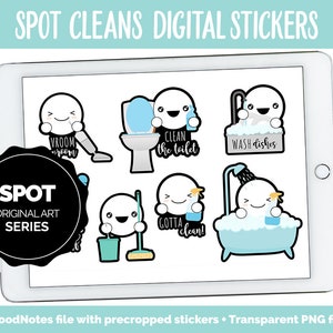 Spot Cleans Digital Stickers | GoodNotes, iPad and Android | Chores, Cleaning, Adulting