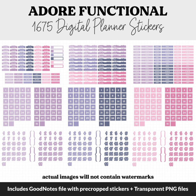 Adore Stickers Adore Theme Functional Digital Sticker Set | iPad & Android - Etsy