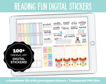 Reading Fun Digital Stickers | GoodNotes & iPad | Book Trackers, To Read, Fox, Book Club