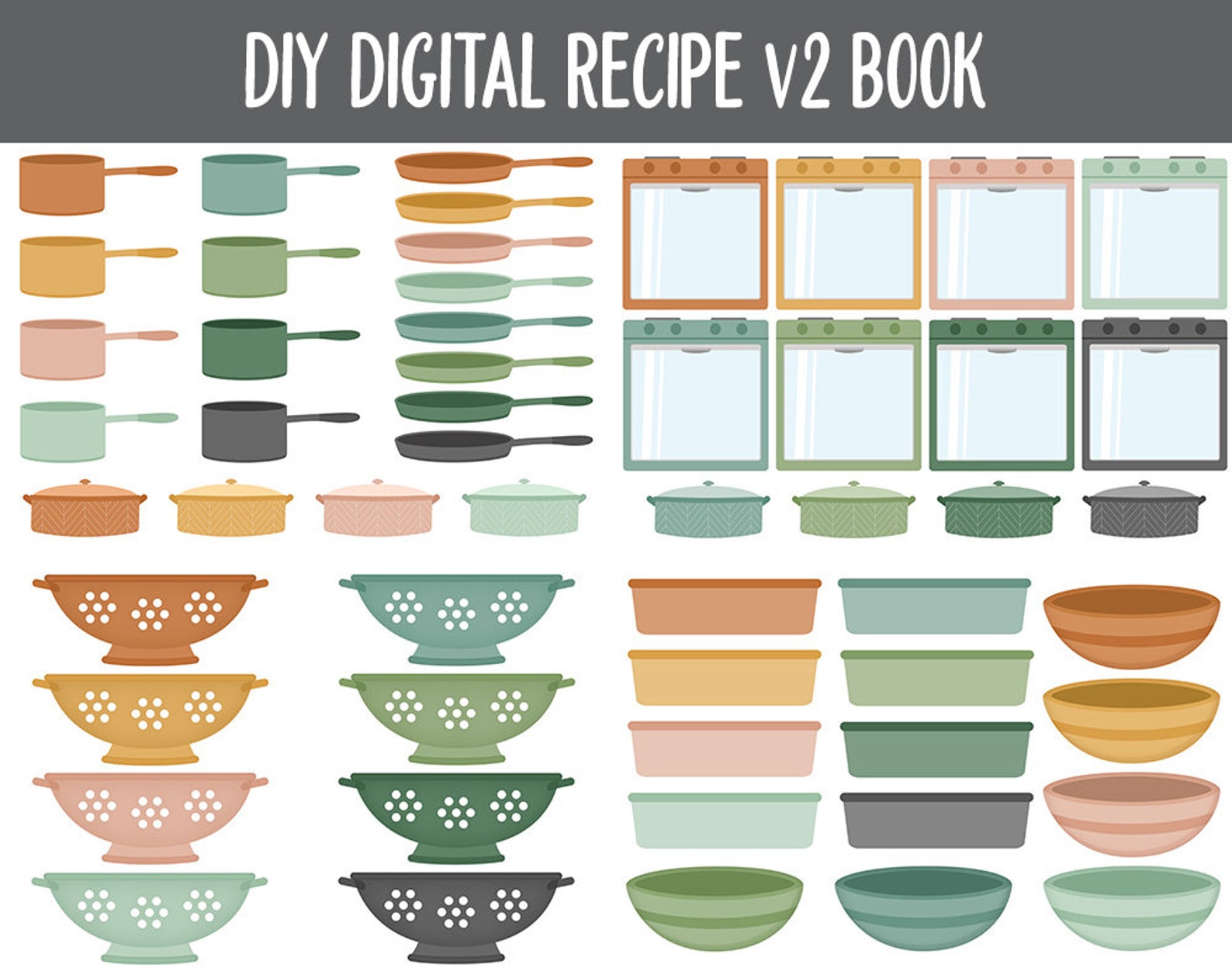 UPDATED DIY Digital Recipe Book V2 Sticker Set Goodnotes - Etsy