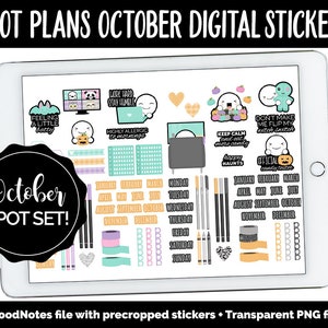 Spot Plans October Digital Stickers | GoodNotes, iPad and Android | Pastel Halloween, Fall, Autumn, Pumpkins, Adulting, Planning