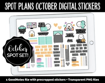 Spot Plans October Digital Stickers | GoodNotes, iPad and Android | Pastel Halloween, Fall, Autumn, Pumpkins, Adulting, Planning