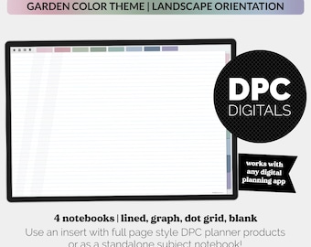 8-Subject Landscape Digital Notebooks 4- Pack | Garden Theme | iPad & Android