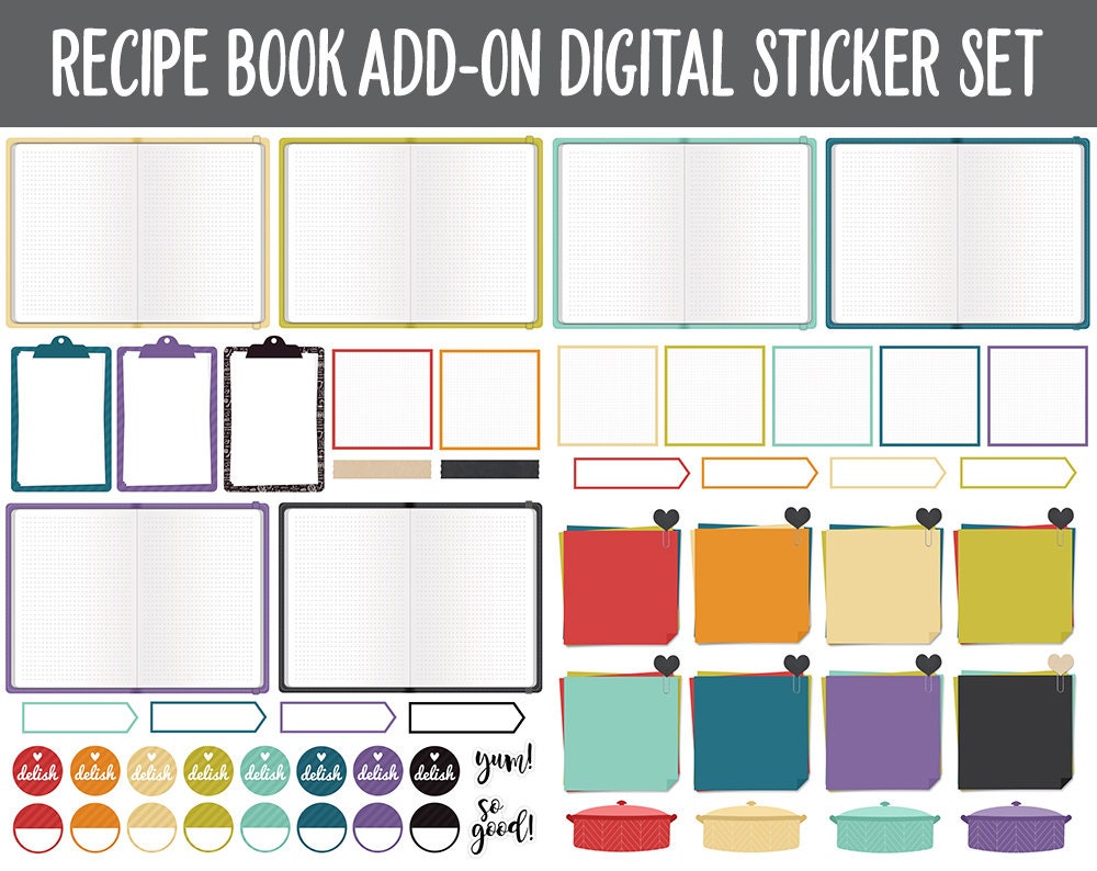 Recipe Book Add-on Digital Planner Stickers | iPad & Android | Cooking ...