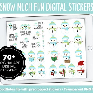 Snow Much Fun Digital Planner Stickers | GoodNotes, iPad and Android | Snowmen, Christmas, Winter, Adulting