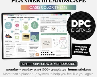 DPC Glow Up Monthly Landscape Mode Digital Planner | Oasis Theme | iPad & Android