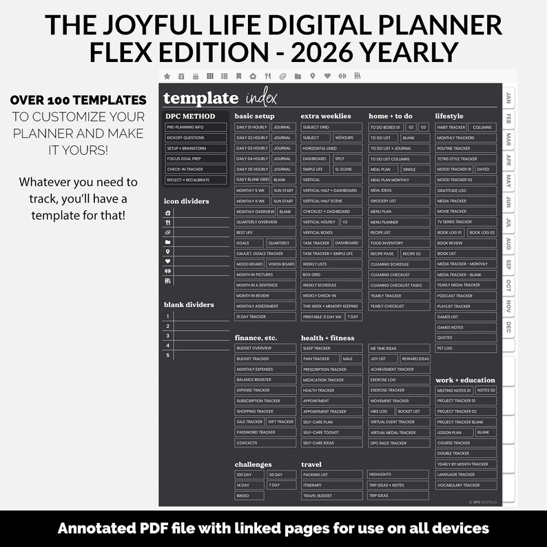 2026 Dated Joyful Life Flex Digital Planner | Chalkboard | iPad ...