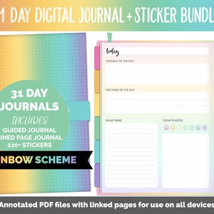 31 Day Digital Journal + Sticker Bundle | Rainbow Theme | GoodNotes, iPad & Android