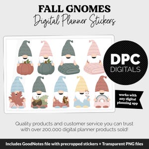 Fall Gnomes Digital Planner Stickers | iPad & Android | September, Fall, Activities, Tasks | Forest Theme