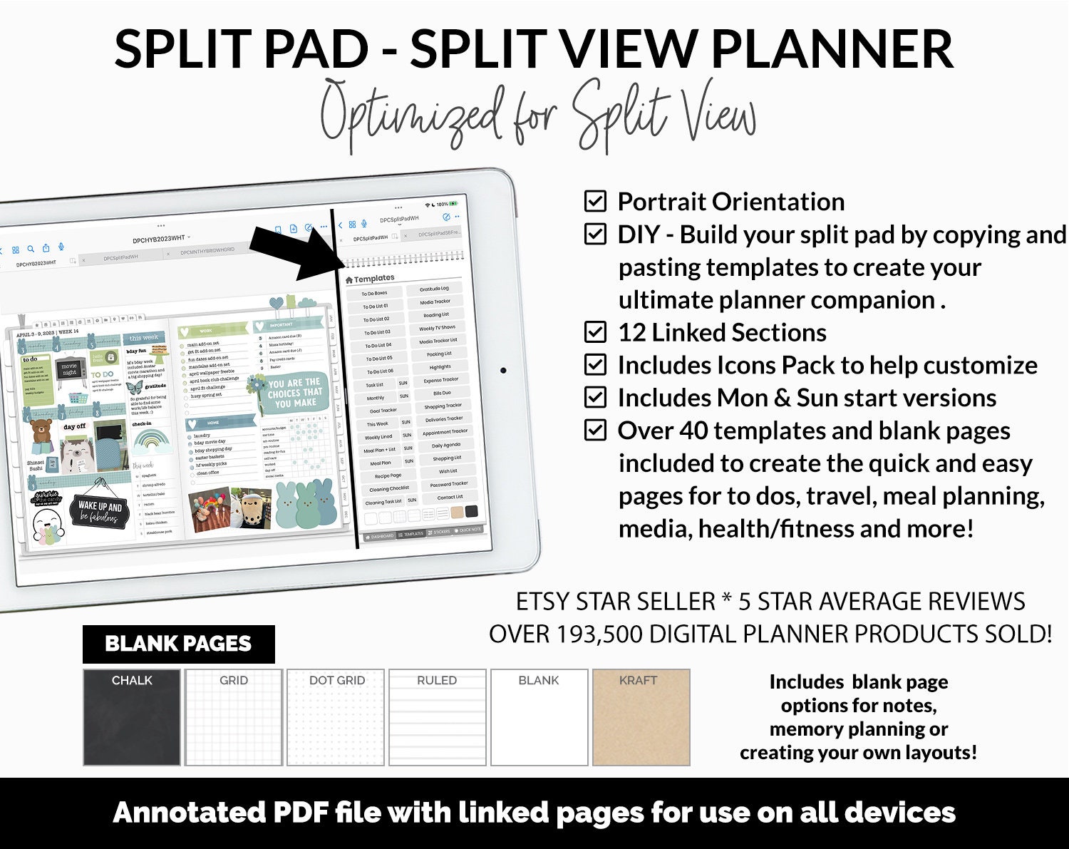 Split Pad | Split View Digital Planner | Whiteout Theme | Goodnotes ...