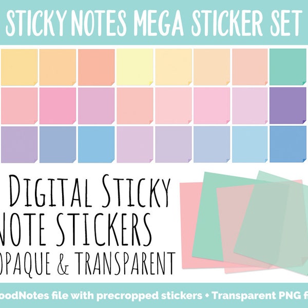 Sticky Notes Digital Stickers | GoodNotes, iPad and Android | Mega Pack