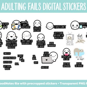 Adulting Fails Digital Stickers GoodNotes, iPad and Android Chores, Tasks image 2