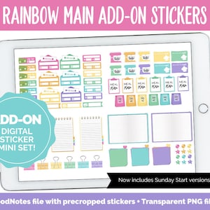 Rainbow Add-On Digital Stickers | GoodNotes & iPad | Trackers, Budget, Meal Planning, Health, Habits