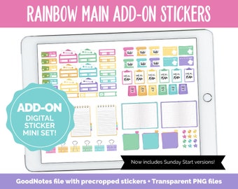 Rainbow Add-On Digital Stickers | GoodNotes & iPad | Trackers, Budget, Meal Planning, Health, Habits