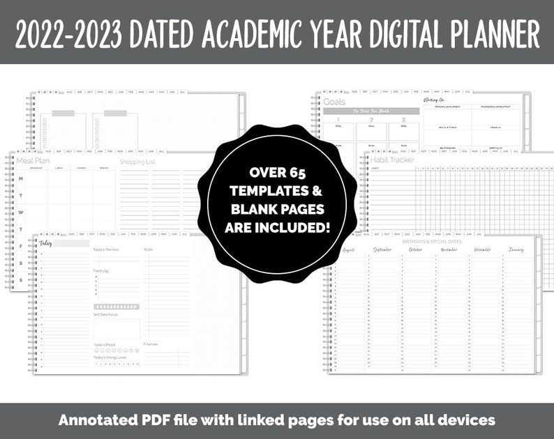 20222023 Academic Year Dated Landscape Digital Planner Etsy