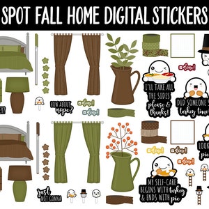 Spot Fall Home Digital Stickers GoodNotes, iPad and Android Home, Furniture, Fall, Thanksgiving image 3