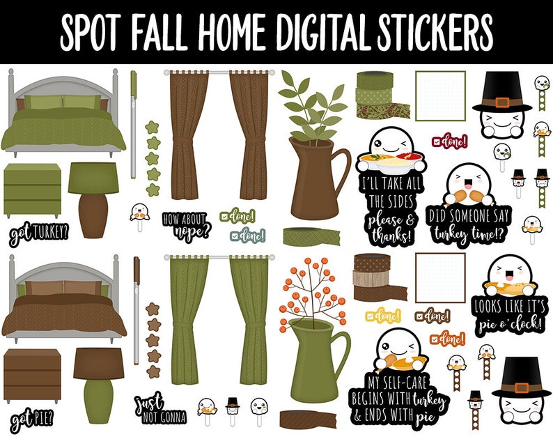 Spot Fall Home Digital Stickers GoodNotes, iPad and Android Home, Furniture, Fall, Thanksgiving image 3