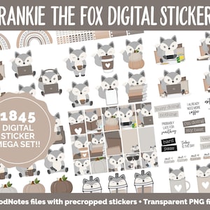 Frankie the Fox Digital Sticker Mega Bundle | GoodNotes & iPad | November, Fall, Neutral, Chores, Work, Kawaii, Adulting, Tasks