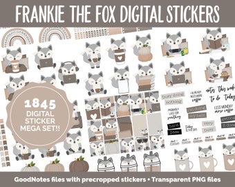 Frankie the Fox Digital Sticker Mega Bundle | GoodNotes & iPad | November, Fall, Neutral, Chores, Work, Kawaii, Adulting, Tasks