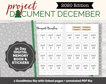 2020 Project Document December Album and Stickers | GoodNotes & iPad | Christmas, Holiday, Memory Keeping, Scrapbooking