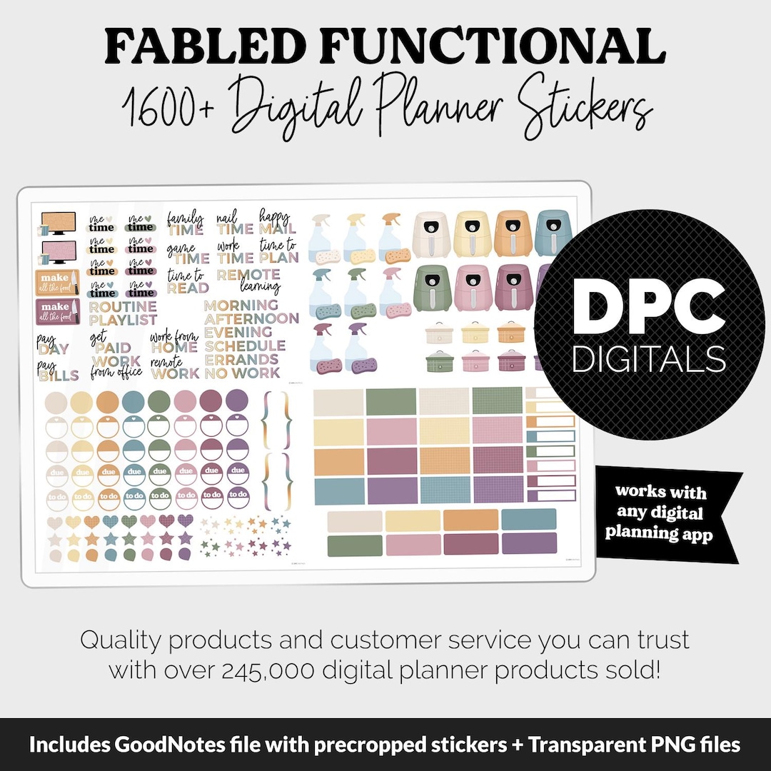 Fabled Functional Mega Digital Sticker Set | Goodnotes, iPad & Android ...