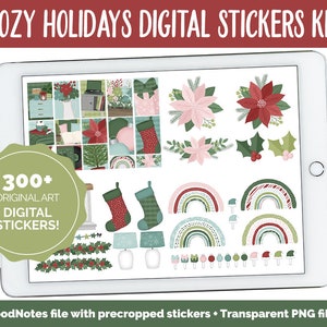 Cozy Holidays Digital Sticker Set | GoodNotes & iPad | Christmas, Winter, December, Home, Poinsettia, Floral, Furniture, Decor