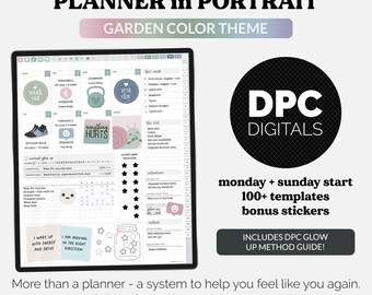 DPC Glow Up Monthly Portrait Mode Digital Planner | Garden Theme | iPad & Android