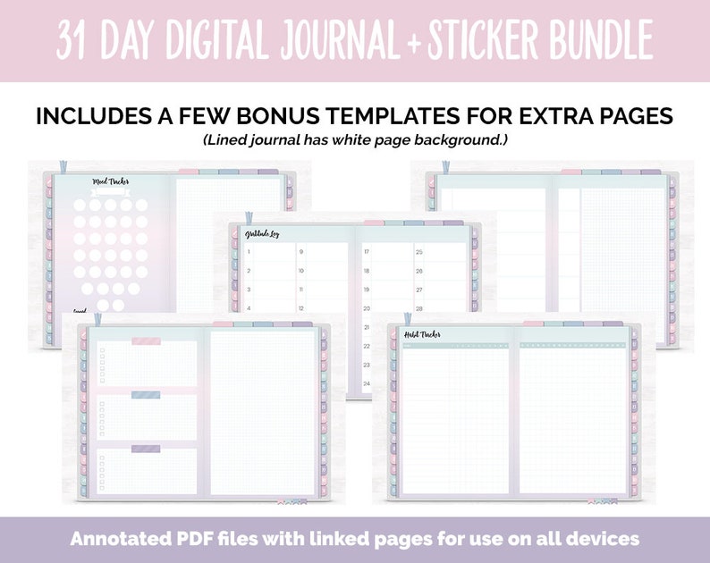 31 Day Digital Journal Sticker Bundle Amore Theme GoodNotes, iPad & Android image 4