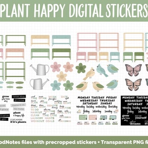 Plant Happy Digital Sticker Mega Bundle GoodNotes & iPad March, Growth, Floral, Spring, Goals, Tasks image 5