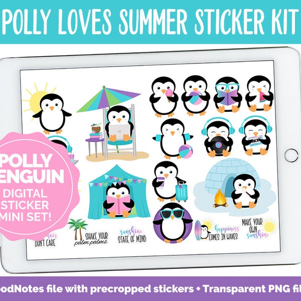 Polly Loves Summer Digital Planner Stickers | GoodNotes, iPad and Android | Beach, Outdoors, Vacation, Retro Summer