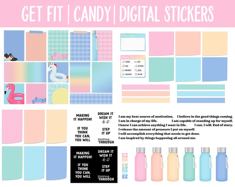 Get Fit Sticker Get Fit Candy Digital Stickers | Goodnotes & iPad | Fitness, Health ...