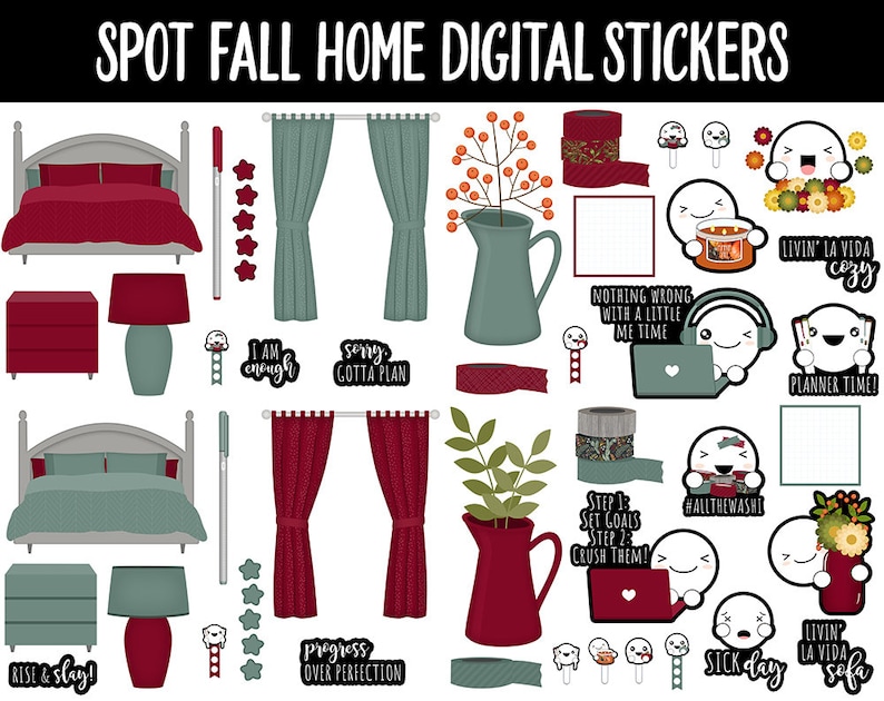 Spot Fall Home Digital Stickers GoodNotes, iPad and Android Home, Furniture, Fall, Thanksgiving image 2