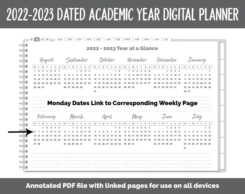 20222023 Academic Year Dated Landscape Digital Planner Etsy