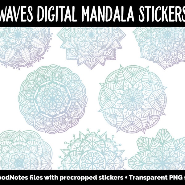 Wellen Mandala Digitale Planer Aufkleber | iPad & Android | Farbverlauf, Ombre, Färbung