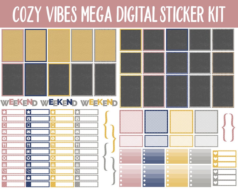 Cozy Vibes Digital Planner Sticker Mega Kit GoodNotes, iPad and Android Autumn, October, Self-Care, Hygge, Home image 7