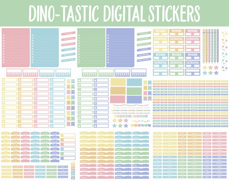 Dino-tastic Digital Sticker Mega Bundle | GoodNotes & iPad | June, Dinosaurs, Kawaii, Activities, Goals, Tasks image 8