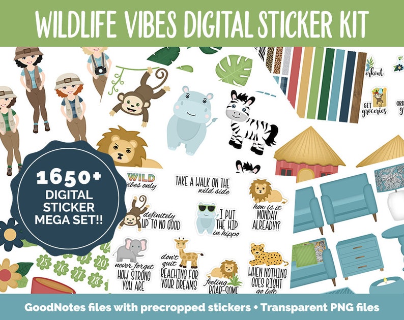 Wildlife Vibes Digital Sticker Mega Bundle  GoodNotes & iPad image 1