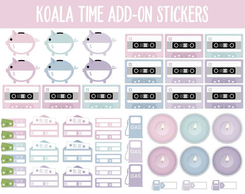 Koala Time Add-On Digital Stickers GoodNotes & iPad Trackers, Budget, Fitness, Health, Habits image 8