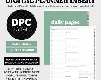 Linked Daily Portrait Digital Planner Insert | Oasis Theme | iPad & Android