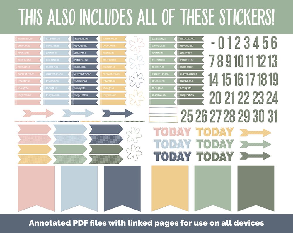 31 Day Digital Journal Sticker Bundle Focused Theme Etsy