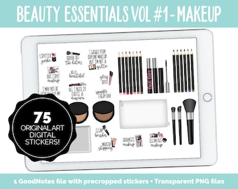 Beauty Essentials Vol #1 | Makeup | Digital Planner Stickers | GoodNotes, iPad and Android