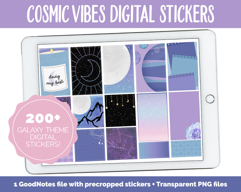 10,30,50 Pcs Cute Purple Space Sticker Pack, Galaxy Vinyl Stickers for  Laptop Hydroflask Waterbottle Journal Waterproof Decals for Girls Lot 
