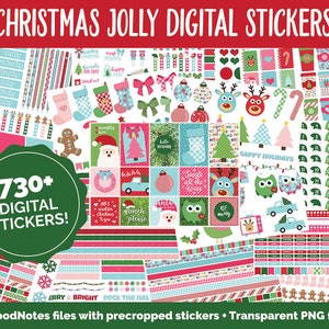 Christmas Holiday Jolly Mega Digital Sticker Bundle | GoodNotes & iPad | Winter, Calendar Dates, Sticky Notes, Washi, Trackers and More!