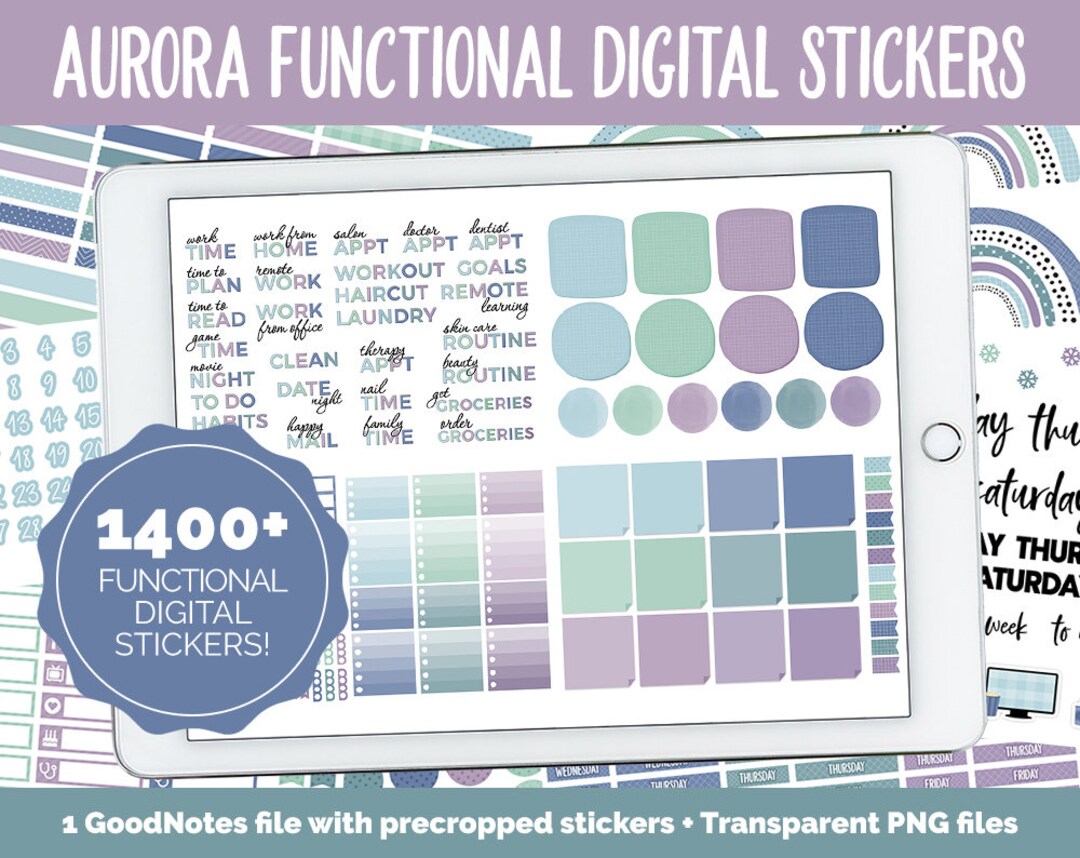 Aurora Functional Digital Sticker Set | Goodnotes, iPad & Android ...